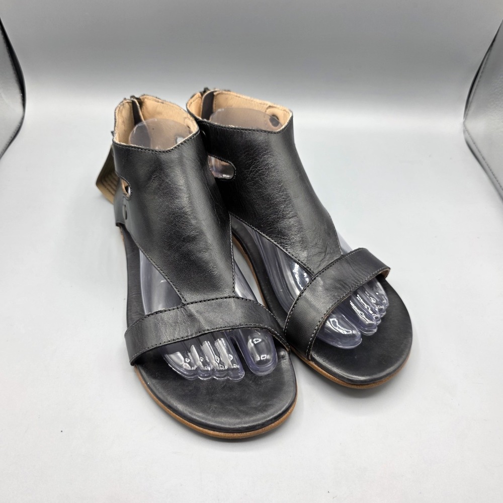 Bed Stu Soto Sandals Womens 9 Black Leather Gladiator Flats Lux Boho Zipper